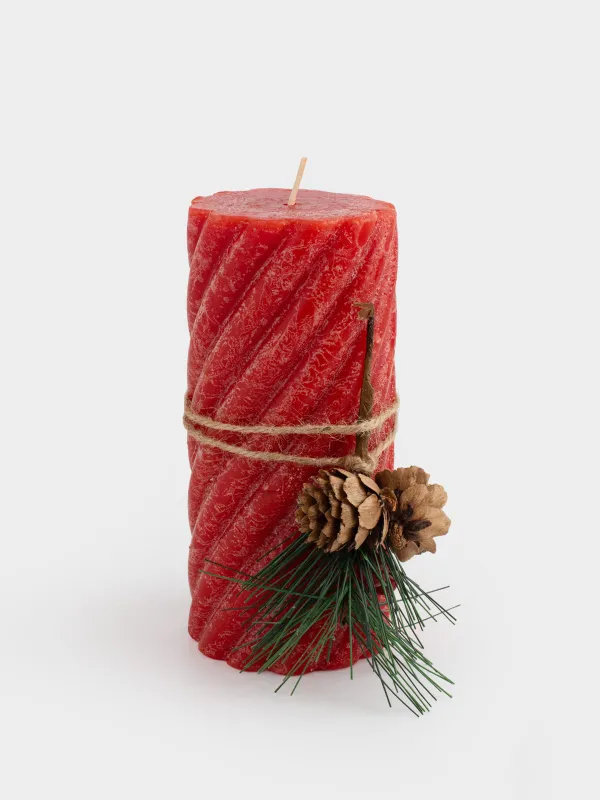 Шам, 8х15 см, цилиндрлік, қызыл, Шиыршық, Spiral shape, image-0