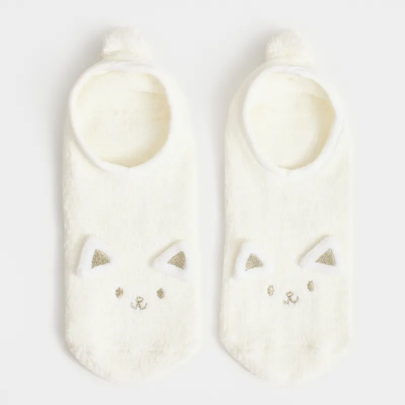 Әйелдер шұлықтары, үйге арналған, өлшемі 36-38, шенилл, сарғылт-қоңыр, Мысық, Funny chenill