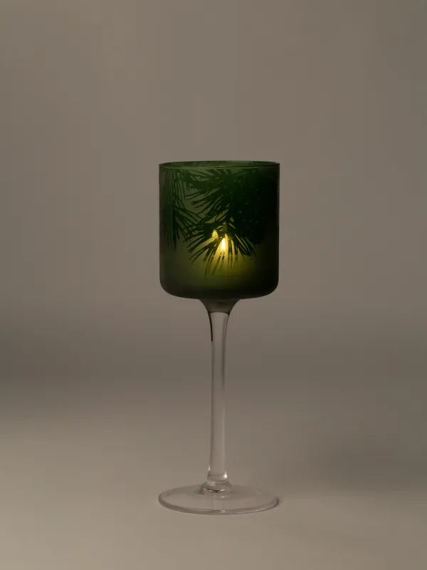 Шам ұстағыш, 20 см, шай шамына арналған, аяқты, шыны, қоңыр-күміс, Жылқылар, Horses art, image-3