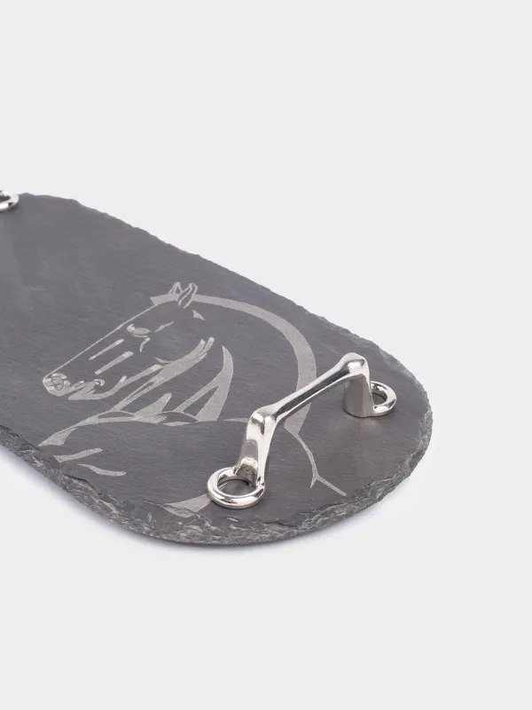 Сервиздік ыдыс, 30х15 см, тұтқалары бар, тақтатас/болат, сопақ, Жылқы, Slate, image-4