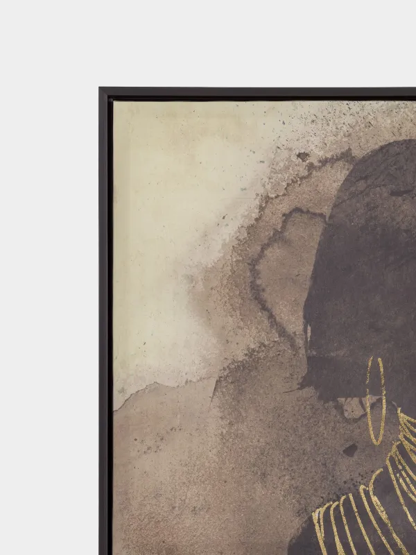 Жақтаудағы сурет, 78х103 см, кенеп, қоңыр және қара, Алтын шынжырлы қыз, Abstract, image-1