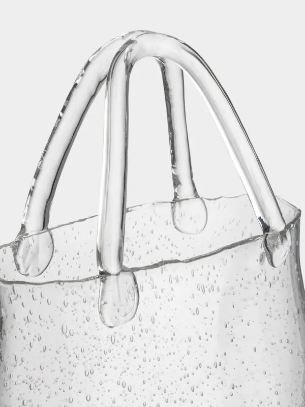 Ваза для цветов, 31 см, декоративная, с ручкой, Сумка, Clear, image-3