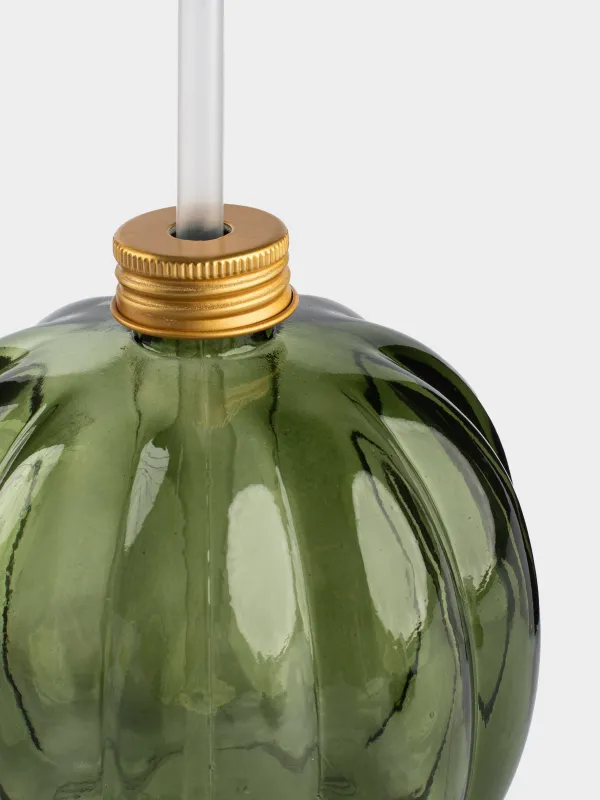 Сусындарға арналған құты, 600 мл, қақпағы мен сабаны бар, шыны, жасыл, Асқабақ, Pumpkin, image-2