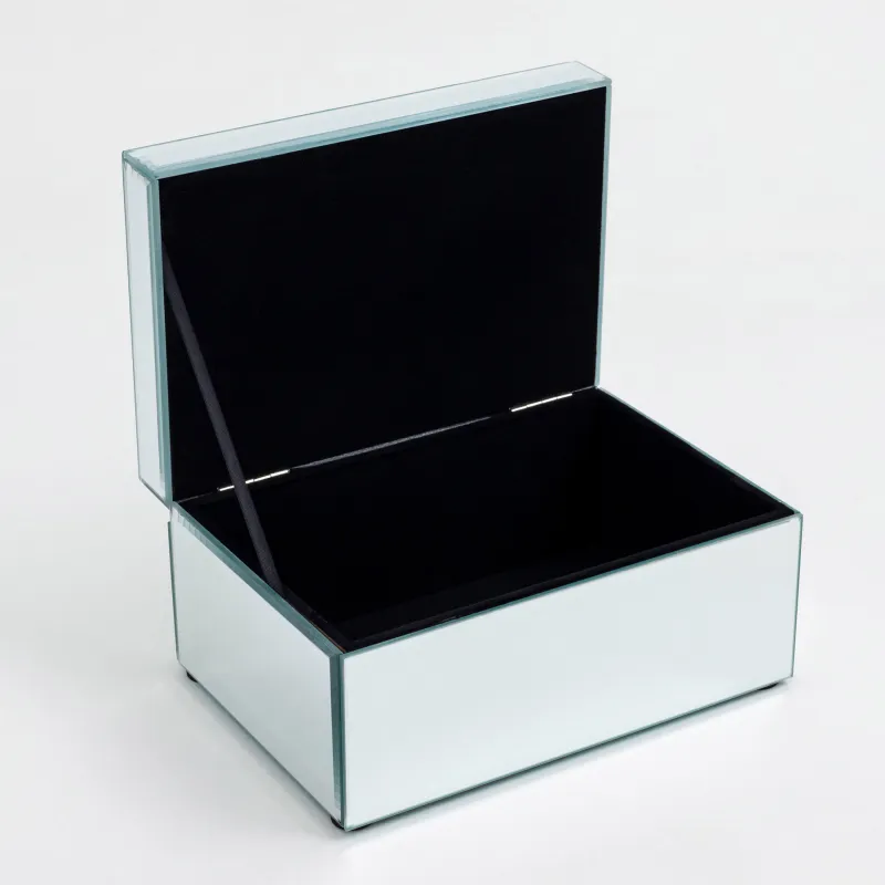 Шкатулка для украшений, 20х14 см, стекло, зеркальная, Золотистые листья, Glossy, image-4