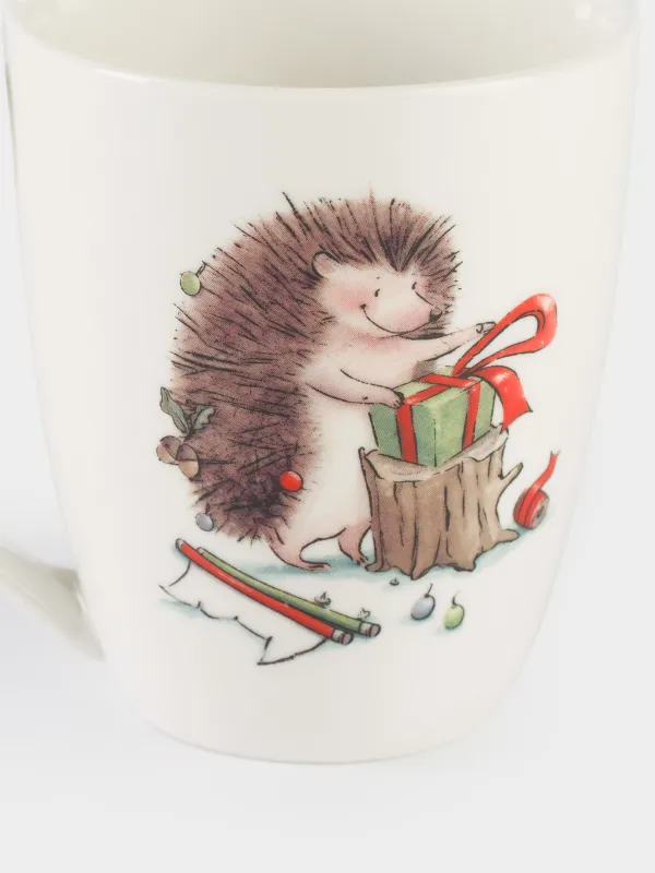 Кружка, 320 мл, фарфор N, белая, Ежи с подарками, Hedgehog christmas, image-2
