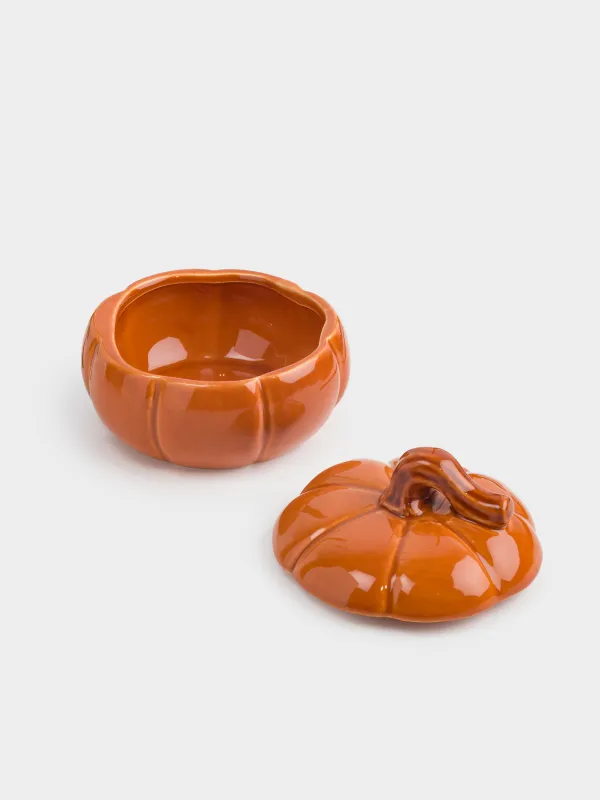 Емкость для хранения, 13х10 см, 390 мл, керамика D, оранжево-коричневая, Тыква, Forest symphony, image-2