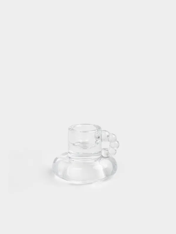 Шам ұстағыш, 7 см, жіңішке шамға арналған, тұтқасы бар, шыны, Clear, image-0