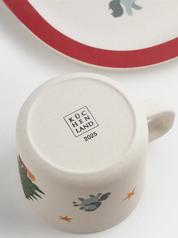 Ыдыс-аяқ жинағы, балаларға арналған, 3 дана, бамбук, қызыл-жасыл, Шыршасы бар жылқылар, Little horse, image-5