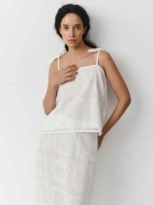 Әйелдер блузасы, өлшемі XS, белдіктері бар, тенсель/полиэстер К, сүт түстес, Lysandra, image-2