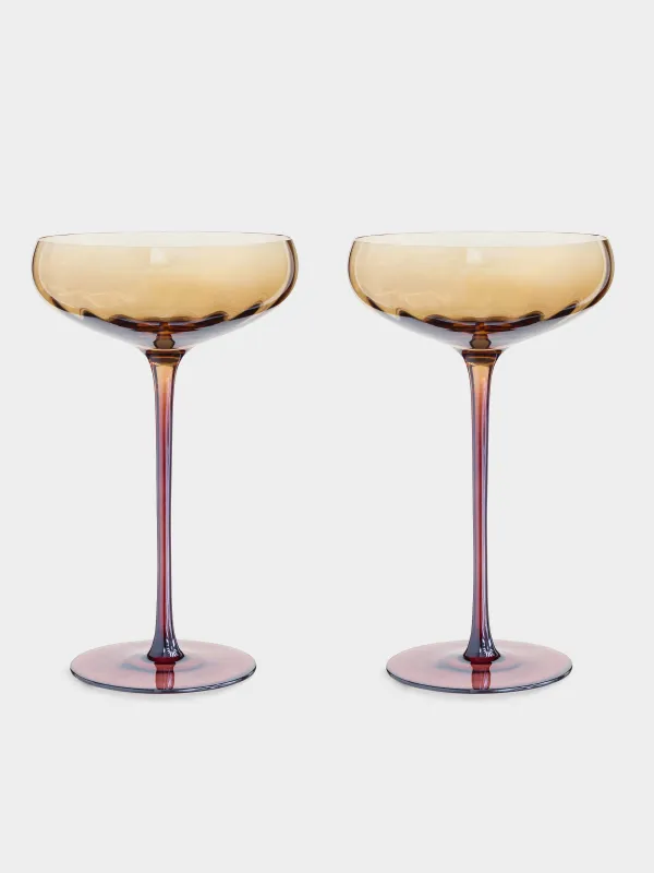 Шампан бокалы, 220 мл, 2 дана, шыны, кәріптас-қоңыр, Filo R color, image-0