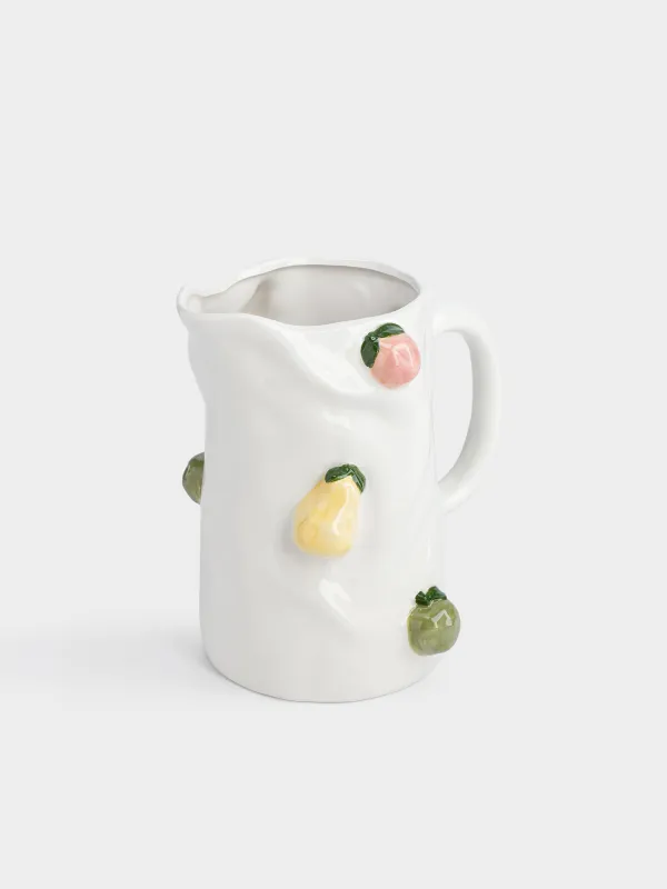 Кувшин, 2,2 л, керамика D, молочный, Фрукты, Crumple fruits, image-3