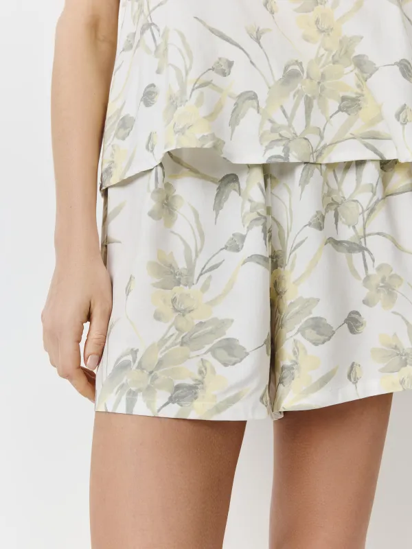 Әйелдер шорттары, үйге арналған, өлшемі S, вискоза, сұр, Жапырақтар, Leksli, image-1