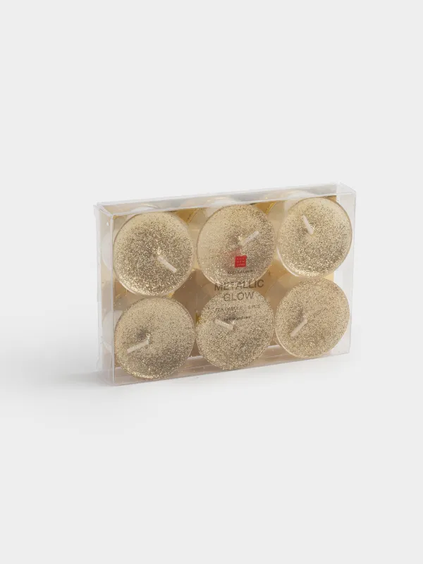 Шай шамы, 4 см, 6 дана, жылтырақтары бар, шампан, Metallic glow, image-6