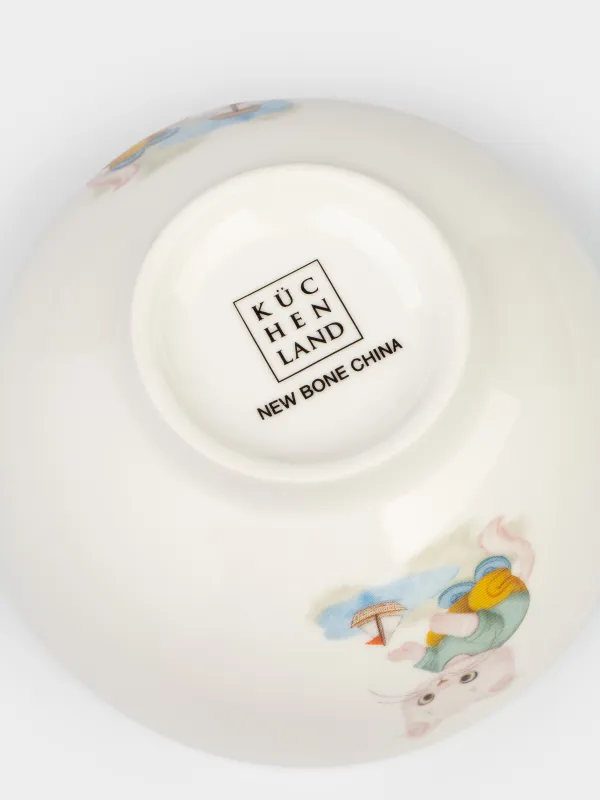 Сорпа тәрелкесі, балаларға арналған, 12х6 см, 300 мл, фарфор N, ақ, Қайығы бар мысық, Ideas life, image-4