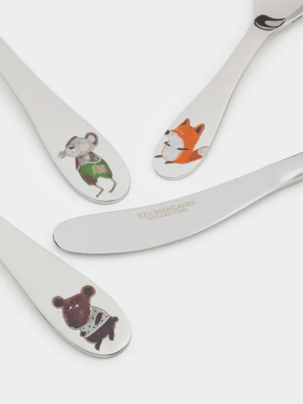 Ас құралдары, балаларға арналған, 1 адам, 4 зат, болат, Forest animals, Forest animals, image-2