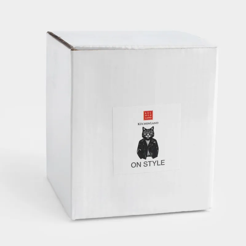 Саптыаяқ, 420 мл, фарфор N, ақ, үлбіреген күртешедегі мысық, On style, image-5