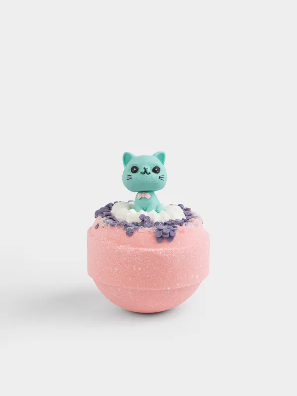 Бомбочка для ванны, 130 гр, с игрушкой, в ассортименте, розовая, Ягодный микс, Кошка, Cat, image-0