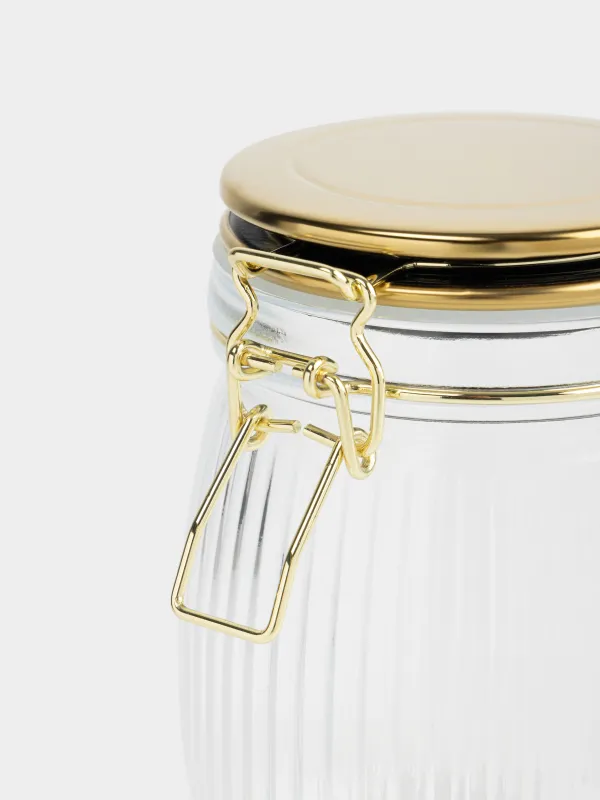 Банка для сыпучих продуктов, 750 мл, клипса, Ribby gold, image-3