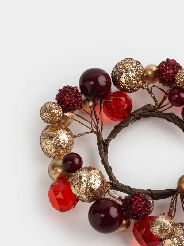 Майлық сақинасы, 5 см, пластик, қызыл және алтын, Рождестволық шарлар, Balls sparkle, image-3