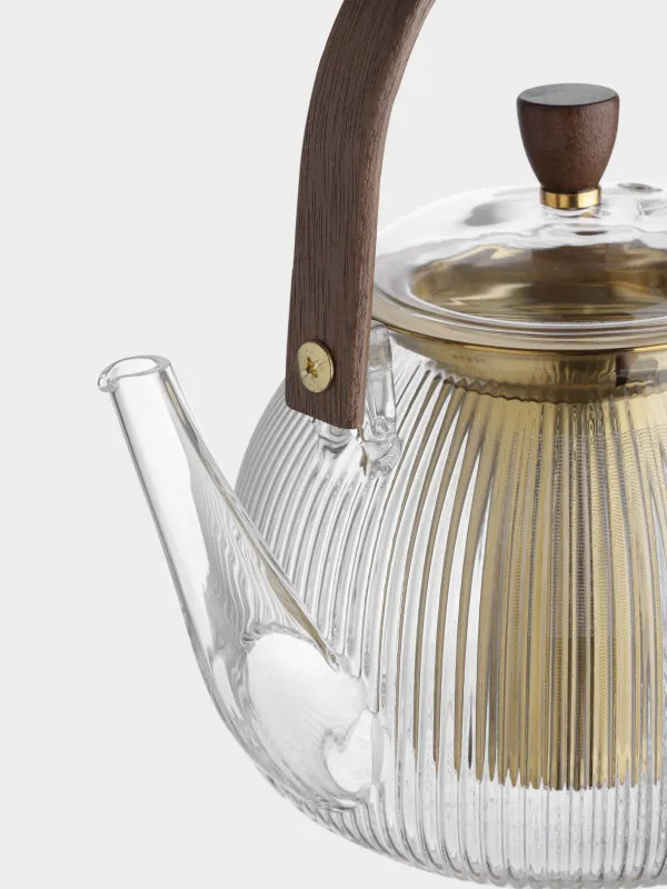 Чайник заварочный, 1 л, стекло Б/сталь, золотистый, Ribby gold, image-1