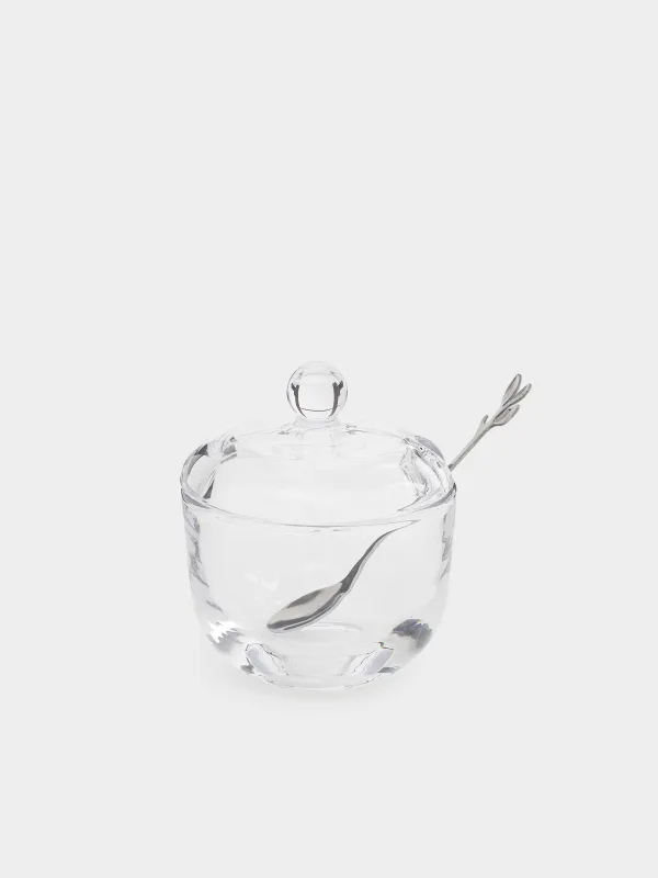 Сахарница, 11 см, 210 мл, с ложкой, стекло/сталь, Volo, image-0