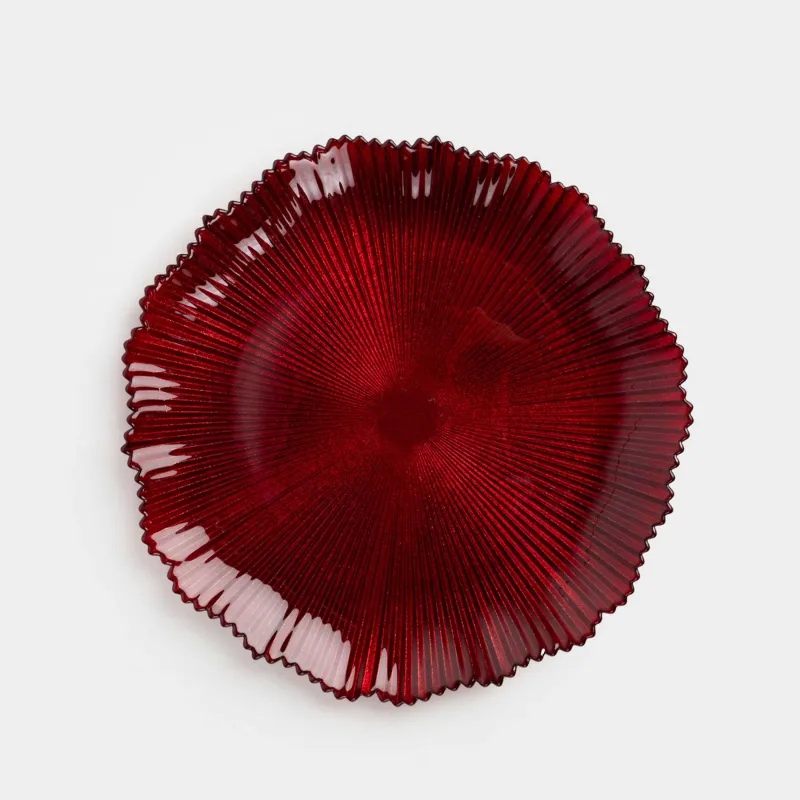 Тарелка закусочная, 21 см, стекло Р, красная, Ribby color