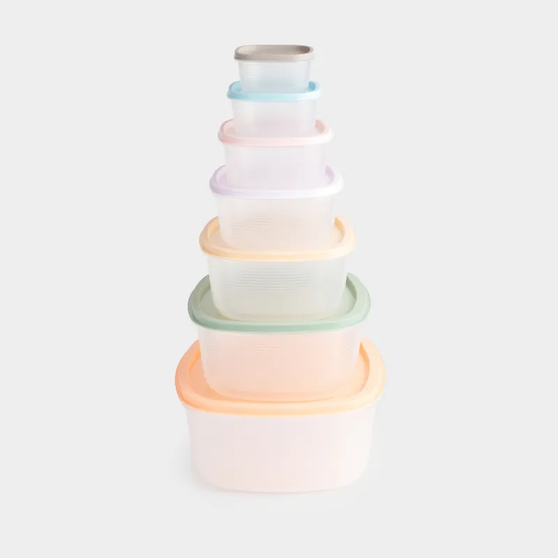 Набор контейнеров, 7 шт, пластик, квадратный, цветной, Frame