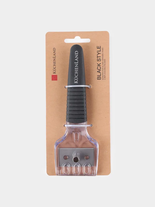 Шыны-керамикалық плитаға арналған қырғыш, 16 см, 3 пышақ, пластик/болат, Қара, Black style, image-2