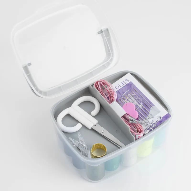 Тігін және қолөнер жиынтығы, 13х10 см, 40 пр, ұйымдастырушыда, пластик / металл, сұр, жіп, image-1