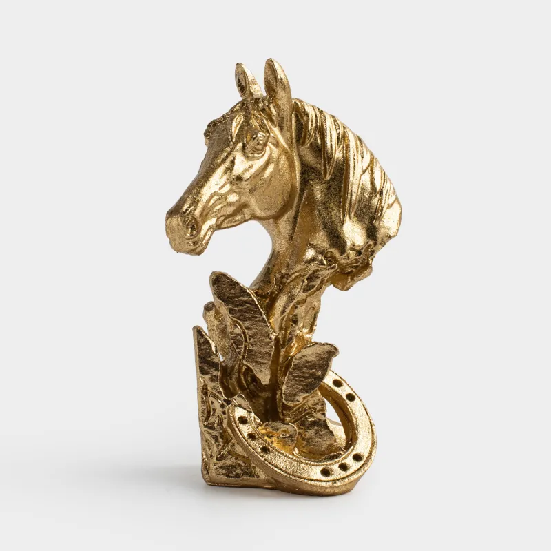 Мүсінше, 12 см, полирезин, алтын, Жылқының басы, Horse gold