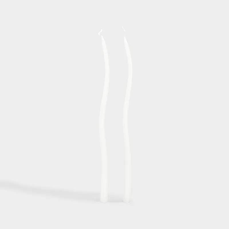 Свеча, 24 см, 2 шт, тонкая, молочная, Волнистая, Shape candle