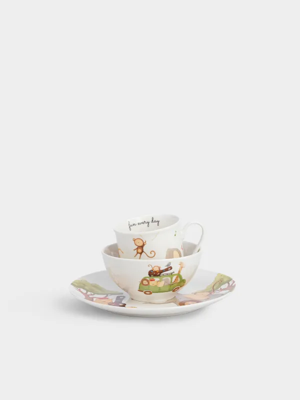 Набор посуды, детский, 1 перс, 3 пр, фарфор N, белый, Музыкальные животные, Jungle, image-1