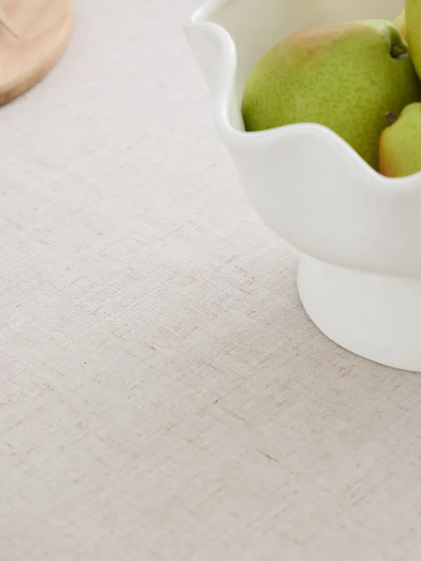 Скатерть, 160х160 см, полиэстер/лен, бежевая, Мимоза, Mimosa flowers, image-2