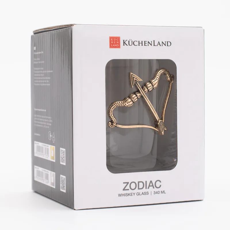 Виски стақаны, 10 см, 340 мл, шыны/металл, алтын, Мерген, Zodiac, image-5