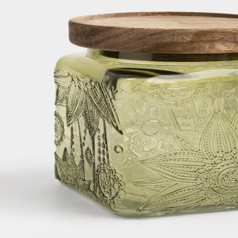 Сусымалы өнімдерге арналған құты, 550 мл, шыны Р/ағаш, жасыл, Гүлдер, Bloome wood, image-2