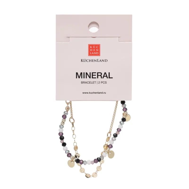 Білезік, 6 см, 2 дана, металл/пластик, алтын, Түрлі-түсті тастар, Mineral, image-4