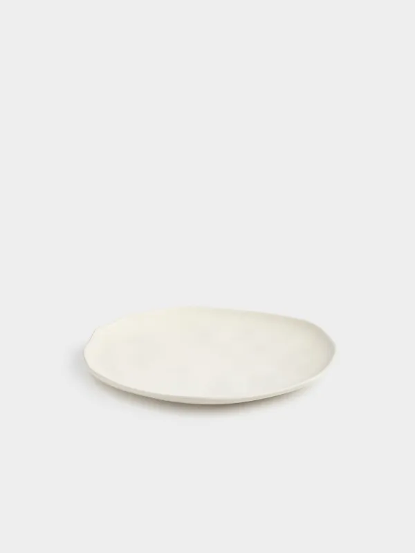 Түскі ас тәрелкесі, 27 см, керамика, сүт түстес, Мыжылған әсер, Crumple creme, image-1