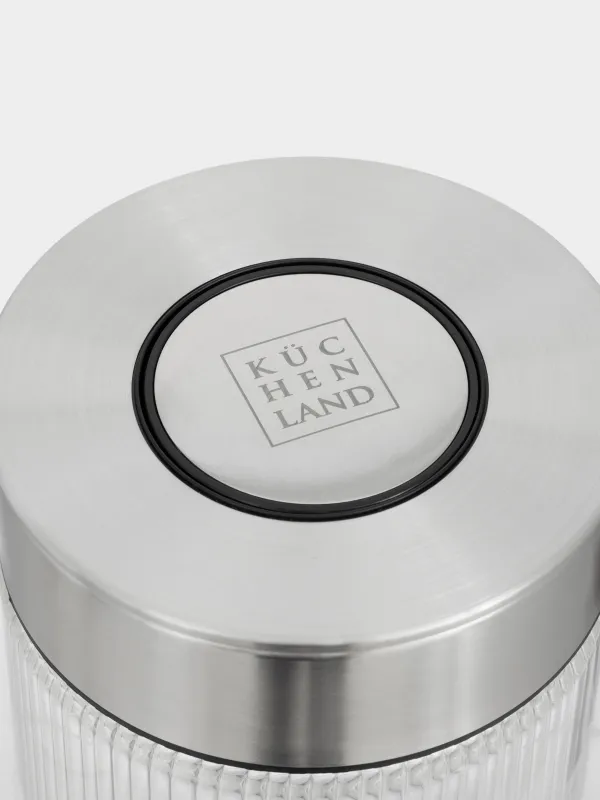 Сусымалы өнімдерге арналған құты, 360 мл, вакуумдық қақпағы бар, шыны Б/болат, Ribby steel, image-2