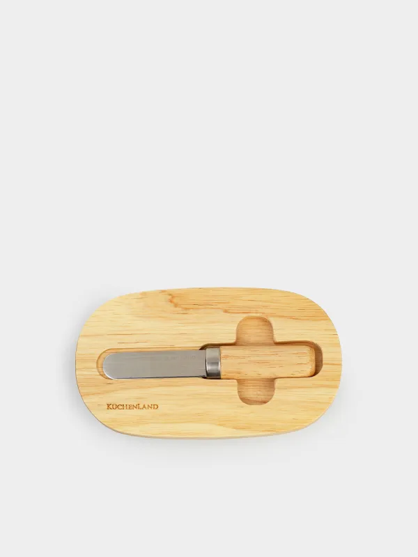 Сары май, 15 см, пышақпен, фарфор N / ағаш, сопақ, жеңіл ас үй, image-5