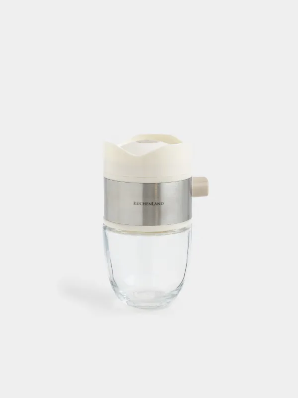 Тұз немесе бұрышқа арналған ыдыс, 12 см, түймесі бар, шыны/пластик, сүт түстес, Milk kitchen, image-0