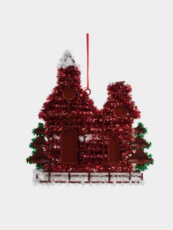 Украшение декоративное, 29 см, мишура/пластик, красное, Домик, Tinsel decor, image-3