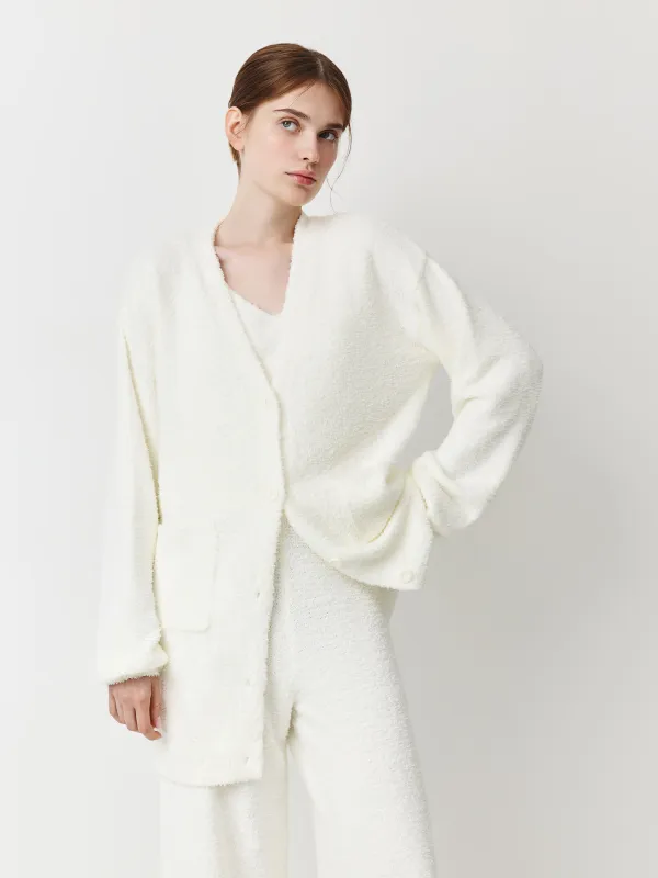 Әйелдер кардиганы, үйге арналған, өлшемі L, полиэстер, сүт түстес, Ami, image-0