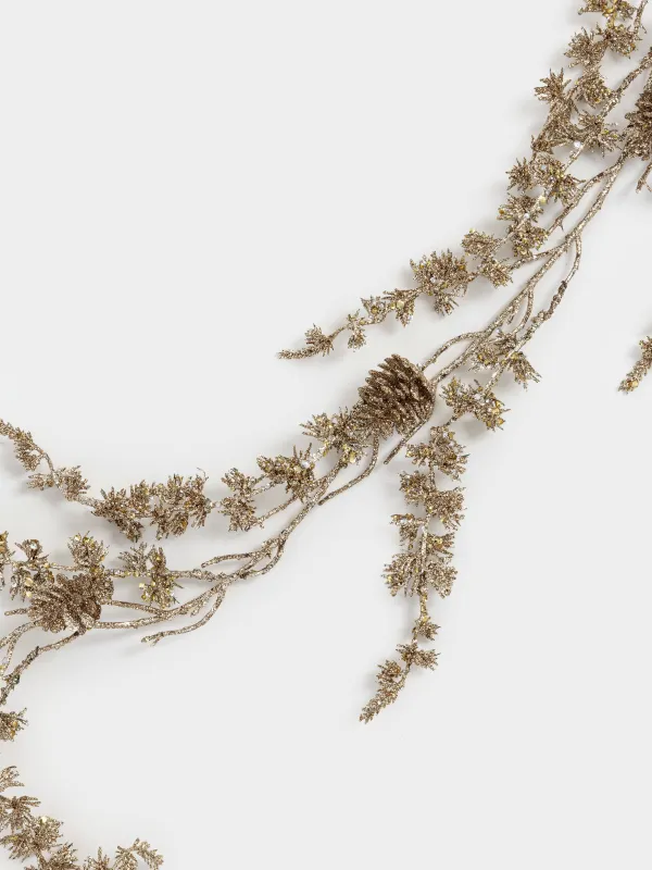 Ветка-гирлянда декоративная, 1,8 м, пластик/металл, Золотистые шишки, Sparkle decor, image-3