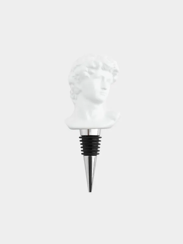 Шарап бөтелкесінің тығыны, 12 см, металл/керамика, ақ, Давид, Apollo, image-0