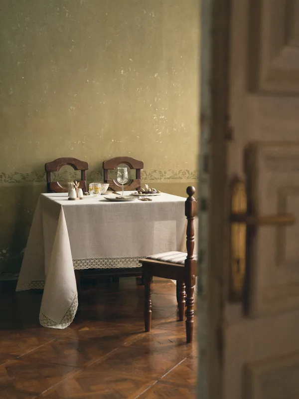 Скатерть, 170х250 см, с кружевом, Natural framed, image-6