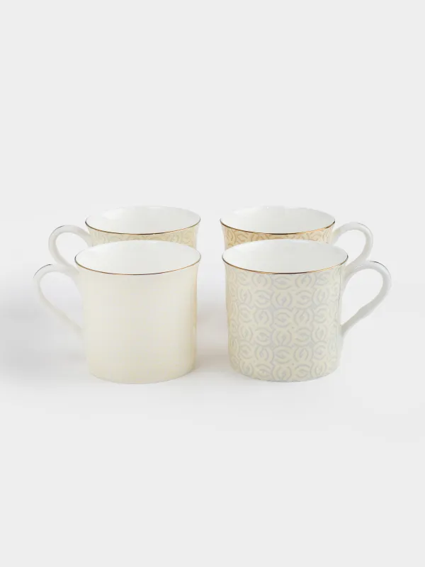 Саптыаяқ, 330 мл, 4 дана, фарфор F, микс, алтын түсті жиегі бар, Өрнектер, Geometry, image-1