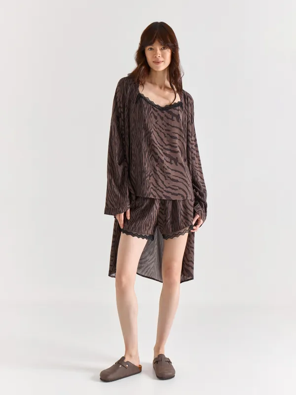 Әйелдерге арналған топ, үйге арналған, өлшемі М, белдіктері бар, шілтерлі, вискоза, ақ-қара, Zefina, image-5