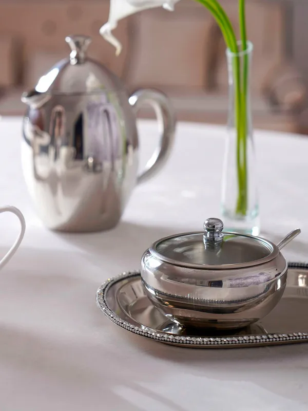 Сахарница, 9 см, 500 мл, с ложкой, сталь, Elegance, image-8