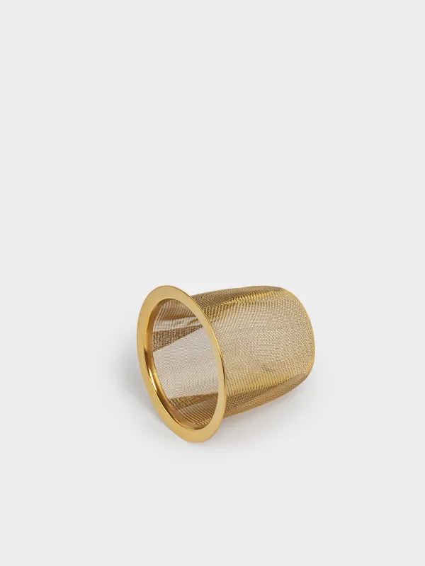 Чайник заварочный, 500 мл, фарфор P/сталь, молочно-золотистый, Мятый эффект, Crumple kitchen, image-4