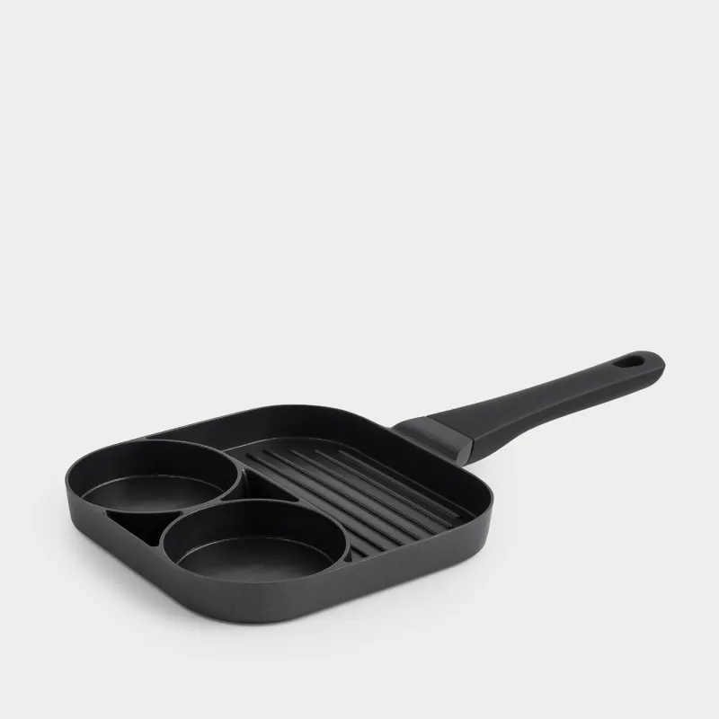 Гриль табасы, 18 см, 3 бөлім, жабыны бар, алюминий, шаршы, Action